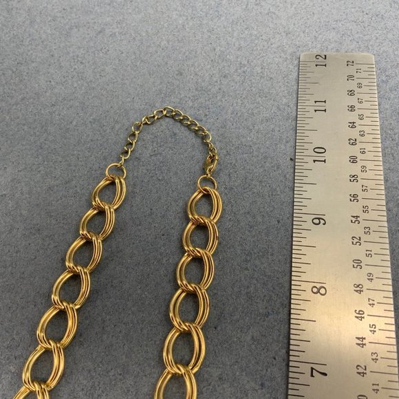 Gold Mesh Statement Necklace Chunky Retro Loops Chain - Picture 6 of 6